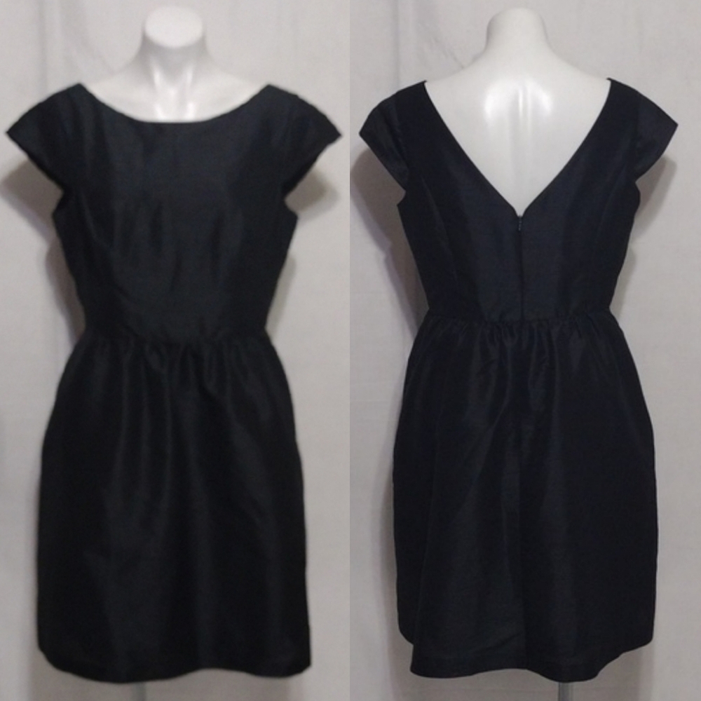 Alfred Sung Cap Sleeve Black Cocktail Mini Dress 16 Elegant Timeless Rockabilly